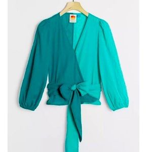 Anthropologie Farm Rio Colorblocked Wrap Top